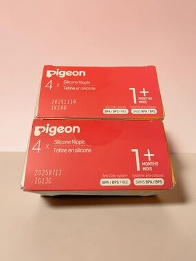 Pigeon Silicone Nipple x 8 with Latch-On Line, 1+ Months